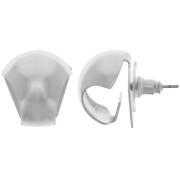 Clous d'oreilles bombés - créoles à plier - 17x16 mm - Rhodié x2