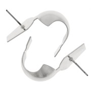 Clous d'oreilles bombés - créoles à plier - 15x14 mm - Rhodié x2