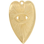 Pendentif coeur motif oeil 39x24 mm pour cabochon 4 mm - Doré à l'or fin x1|raw }}