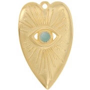 Pendentif coeur motif oeil 39x24 mm pour cabochon 4 mm - Doré à l'or fin x1