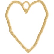 Pendentif coeur évidé martelé 35x29 mm - Doré à l'or fin x1