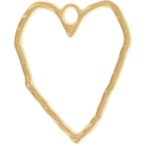 Pendentif coeur évidé martelé 35x29 mm - Doré à l'or fin x1