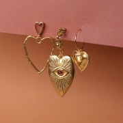 Pendentif coeur évidé martelé 35x29 mm - Doré à l'or fin x1