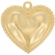 Pendentif coeur effet froissé 21 mm - Doré à l'or fin x1