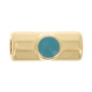 Perle tube 10x4 mm avec résine époxy - Doré à l'or fin - Turquoise x1|raw }}
