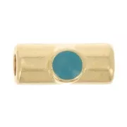 Perle tube 10x4 mm avec résine époxy - Doré à l'or fin - Turquoise x1