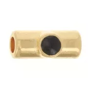 Perle tube 10x4 mm avec résine époxy - Doré à l'or fin - Noir x1