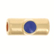 Perle tube 10x4 mm avec résine époxy - Doré à l'or fin - Bleu foncé x1|raw }}