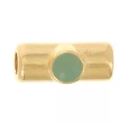 Perle tube 10x4 mm avec résine époxy - Doré à l'or fin - Mint x1