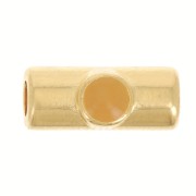 Perle tube 10x4 mm avec résine époxy - Doré à l'or fin - Ocre x1|raw }}