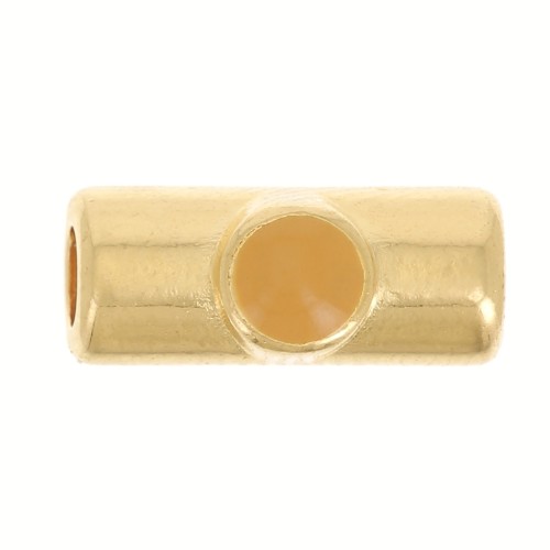 Perle tube 10x4 mm avec résine époxy - Doré à l'or fin - Ocre x1