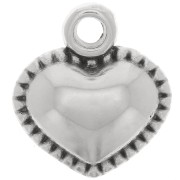 Breloque coeur bombé 13x12 mm - Placage Argent fin vieilli x1