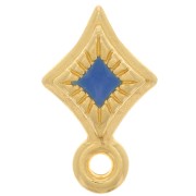 Poussoir losange attache breloque 13x8 mm et résine époxy - Doré à l'or fin - Bleu|raw }}