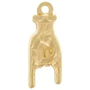 Pendentif main - signe Rock and Roll - 21x8 mm - Doré à l'or fin x1