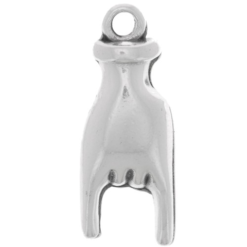 Pendentif main - signe Rock and Roll - 21x8 mm - Placage Argent fin vieilli x1