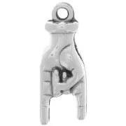 Pendentif main - signe Rock and Roll - 21x8 mm - Placage Argent fin vieilli x1