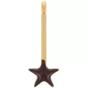 Pendentif barre avec étoile 28x10 mm et résine époxy - Doré à l'or fin - Marron x1