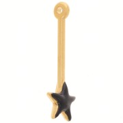 Pendentif barre avec étoile 28x10 mm et résine époxy - Doré à l'or fin - Noir x1