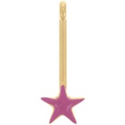 Pendentif barre avec étoile 28x10 mm et résine époxy - Doré à l'or fin - Fuchsia