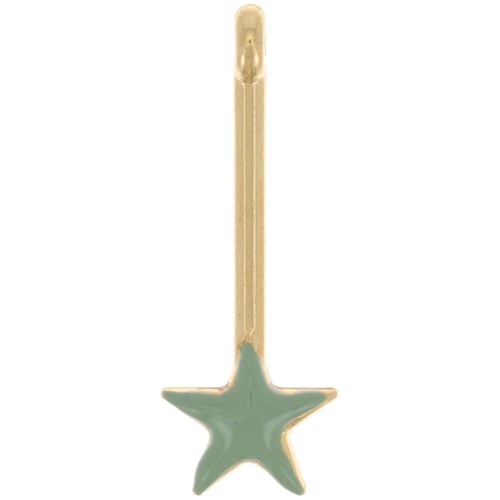 Pendentif barre avec étoile 28x10 mm et résine époxy - Doré à l'or fin - Mint x1