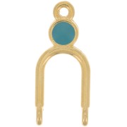 Pendentif chandelier 24x11mm 2 anneaux & résine époxy Doré à l'or fin - Turquoise|raw }}