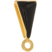 Attache pendentif avec résine époxy 15x7 mm - Doré à l'or fin - Noir x1