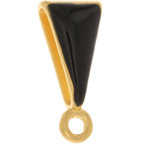 Attache pendentif avec résine époxy 15x7 mm - Doré à l'or fin - Noir x1