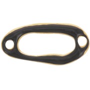 Intercalaire ovale irrégulier évidé 24x12 mm & résine époxy Doré à l'or fin - Noir|raw }}