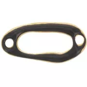 Intercalaire ovale irrégulier évidé 24x12 mm & résine époxy Doré à l'or fin - Noir