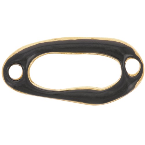 Intercalaire ovale irrégulier évidé 24x12 mm & résine époxy Doré à l'or fin - Noir