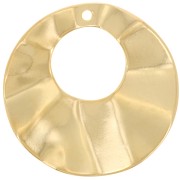Pendentif rond évidé effet plissé 33 mm - Doré à l'or fin x1