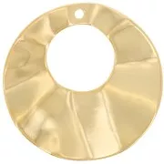 Pendentif rond évidé effet plissé 33 mm - Doré à l'or fin x1