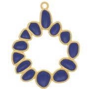 Pendentif rond irrégulier 39 mm avec résine époxy - Doré à l'or fin - Bleu foncé|raw }}
