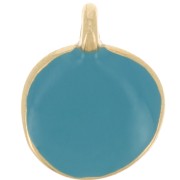 Breloque ronde irrégulière 12 mm en résine époxy - Doré à l'or fin - Turquoise x1|raw }}