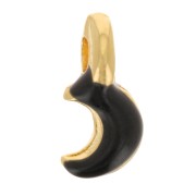 Mini breloque lune 7x3 mm en résine époxy - Doré à l'or fin - Noir x1|raw }}