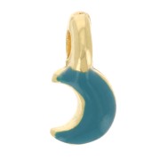 Mini breloque lune 7x3 mm en résine époxy - Doré à l'or fin - Turquoise x1|raw }}
