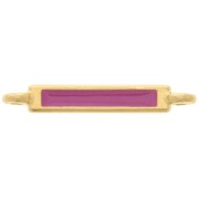Intercalaire rectangle 27x4 mm et résine époxy - Doré à l'or fin - Fuchsia x1|raw }}