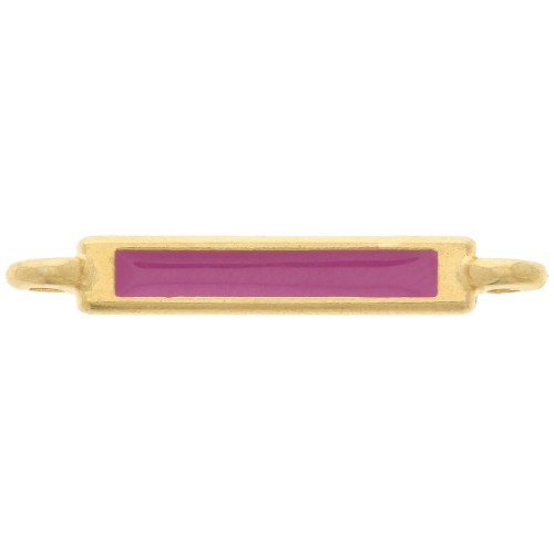 Intercalaire rectangle 27x4 mm et résine époxy - Doré à l'or fin - Fuchsia x1