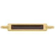 Intercalaire rectangle 27x4 mm et résine époxy - Doré à l'or fin - Marron foncé x1