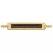 Intercalaire rectangle 27x4 mm et résine époxy - Doré à l'or fin - Marron foncé x1