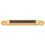 Intercalaire rectangle 27x4 mm et résine époxy - Doré à l'or fin - Marron foncé x1