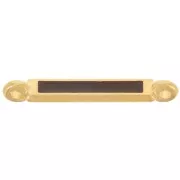 Intercalaire rectangle 27x4 mm et résine époxy - Doré à l'or fin - Marron foncé x1
