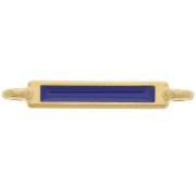 Intercalaire rectangle 27x4 mm et résine époxy - Doré à l'or fin - Bleu foncé x1|raw }}