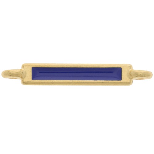 Intercalaire rectangle 27x4 mm et résine époxy - Doré à l'or fin - Bleu foncé x1