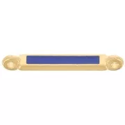 Intercalaire rectangle 27x4 mm et résine époxy - Doré à l'or fin - Bleu foncé x1