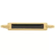 Intercalaire rectangle 27x4 mm et résine époxy - Doré à l'or fin - Noir x1