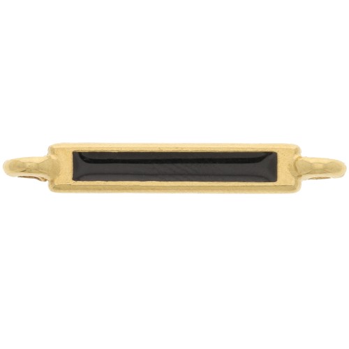Intercalaire rectangle 27x4 mm et résine époxy - Doré à l'or fin - Noir x1