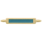 Intercalaire rectangle 27x4 mm et résine époxy - Doré à l'or fin - Turquoise x1|raw }}