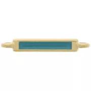 Intercalaire rectangle 27x4 mm et résine époxy - Doré à l'or fin - Turquoise x1