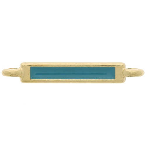Intercalaire rectangle 27x4 mm et résine époxy - Doré à l'or fin - Turquoise x1
